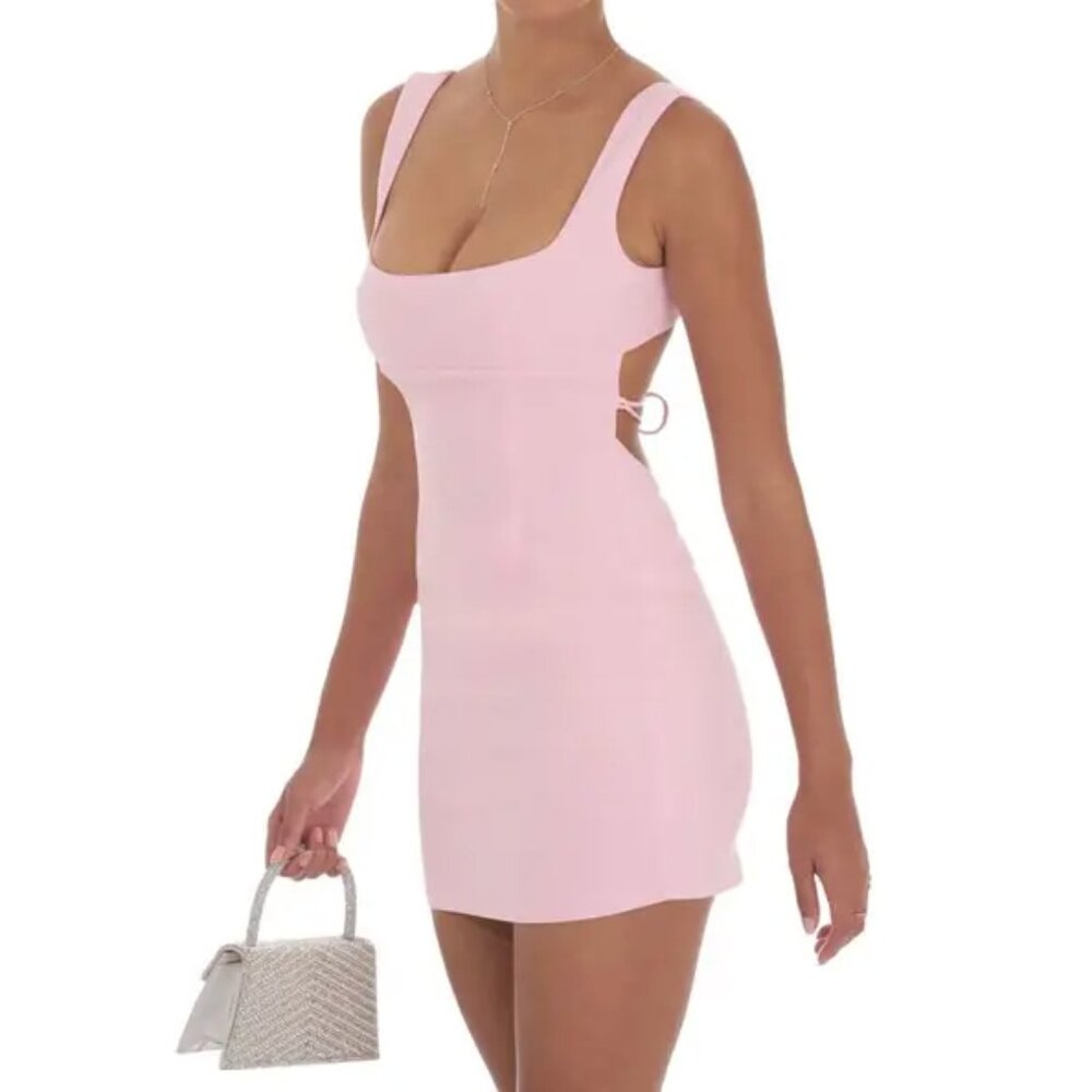 Open Back Bodycon Dress in Pink lucy in the sky Pink